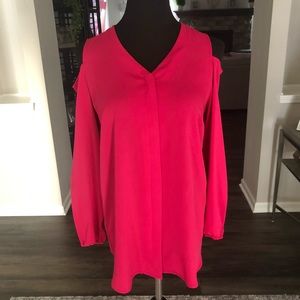 NWT, Chico’s Raspberry Rush Cold Shoulder Blouse, Size 0